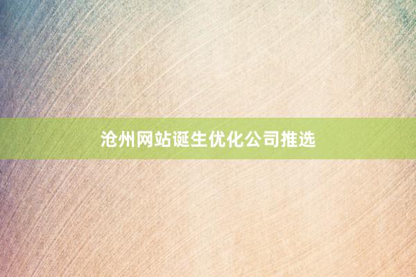 沧州网站诞生优化公司推选
